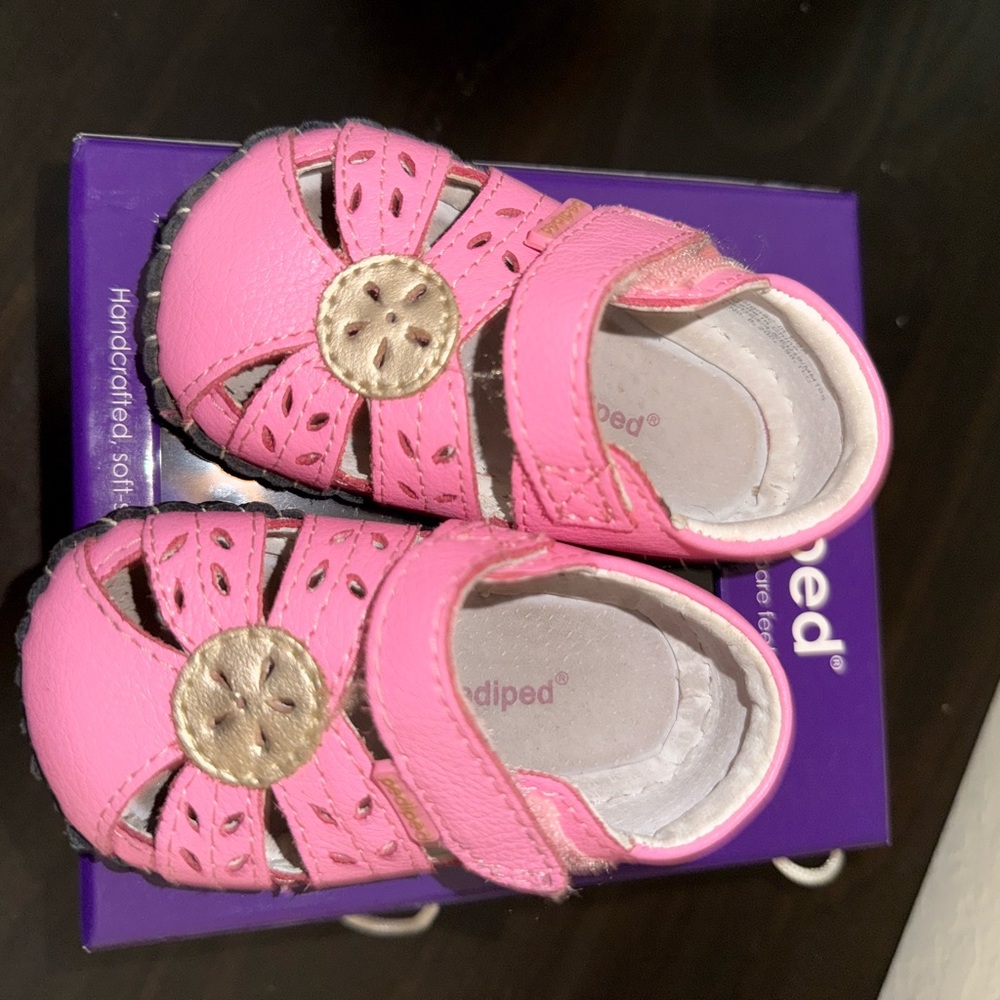 Pediped Pink and Gold Baby Shoes